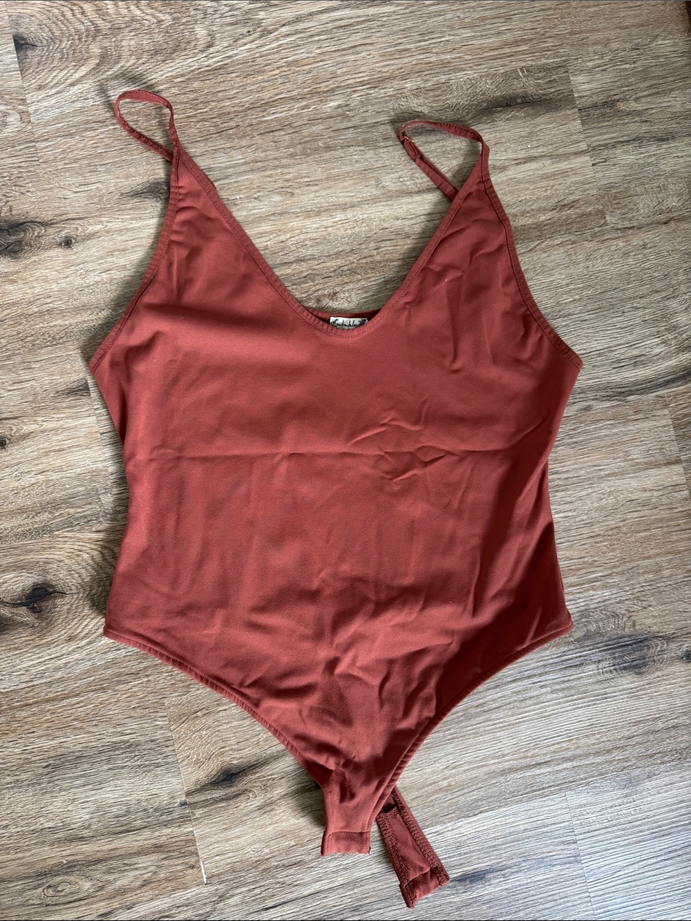 Free People Rust Red Tank Bodysuit
